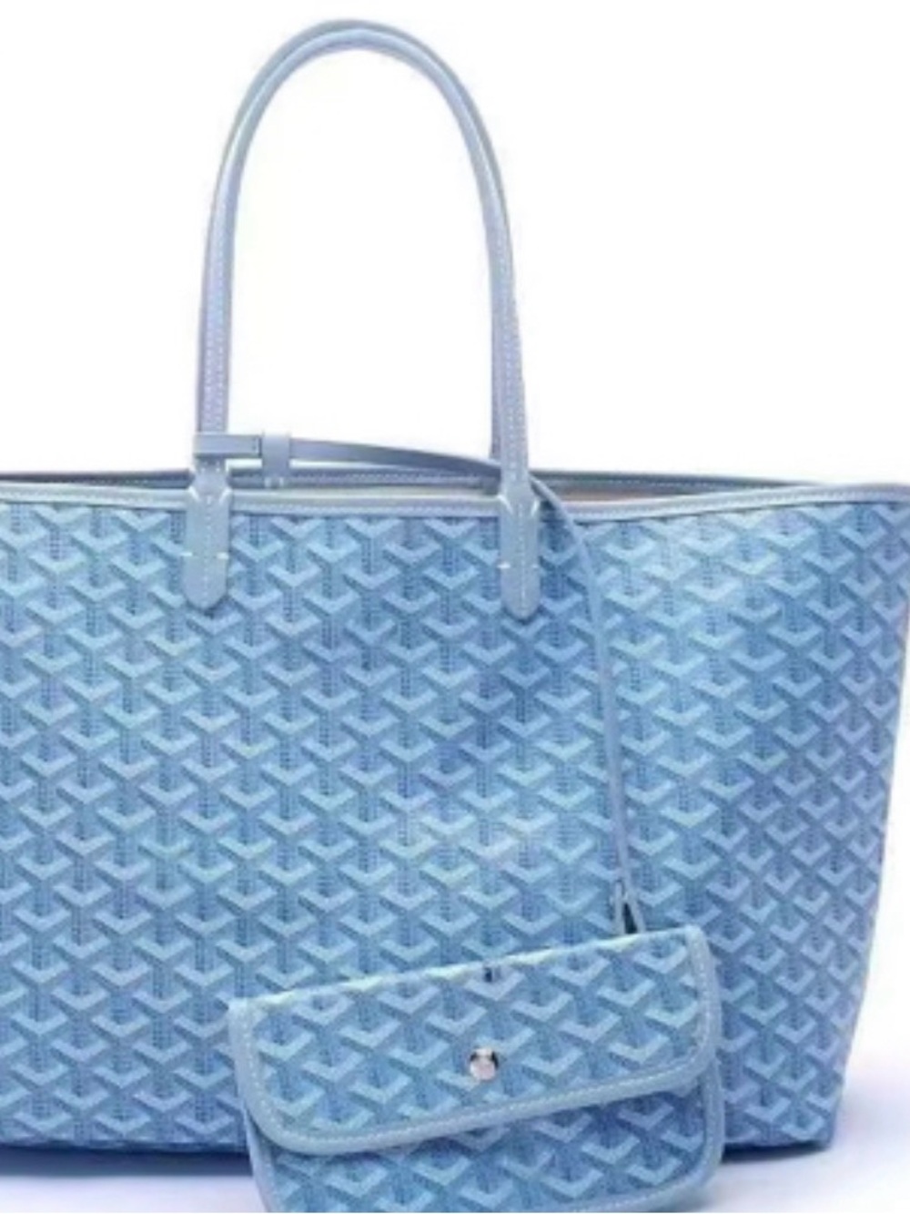Light Blue Women's Tote Bag with Matching Pouch